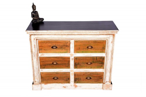 Hoary design rustic  finish wide chest of drawer 