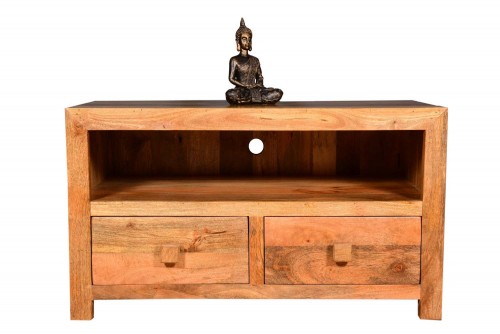 Recto two drawer wooden handle tv unit