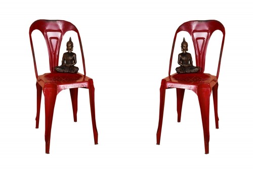 Pair of Molding  metal red finish chair