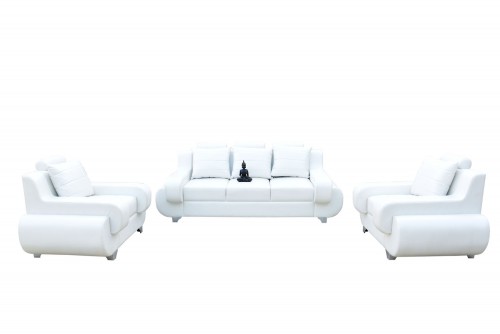 Heritage White 3+1+1 uphlostery sofa set