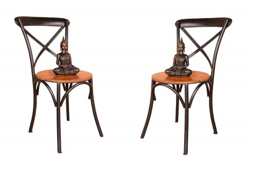 Pair of Zippy metal top wood chair