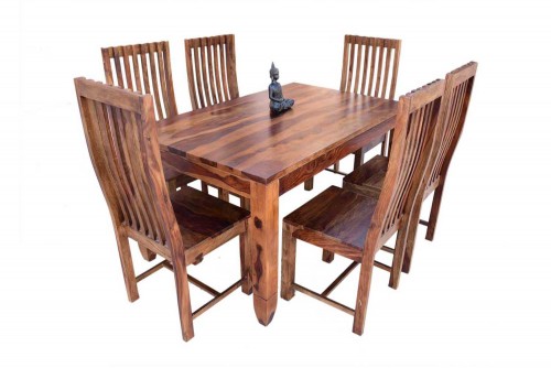  6-Seater pencil dining table with Zernal strip long back chair