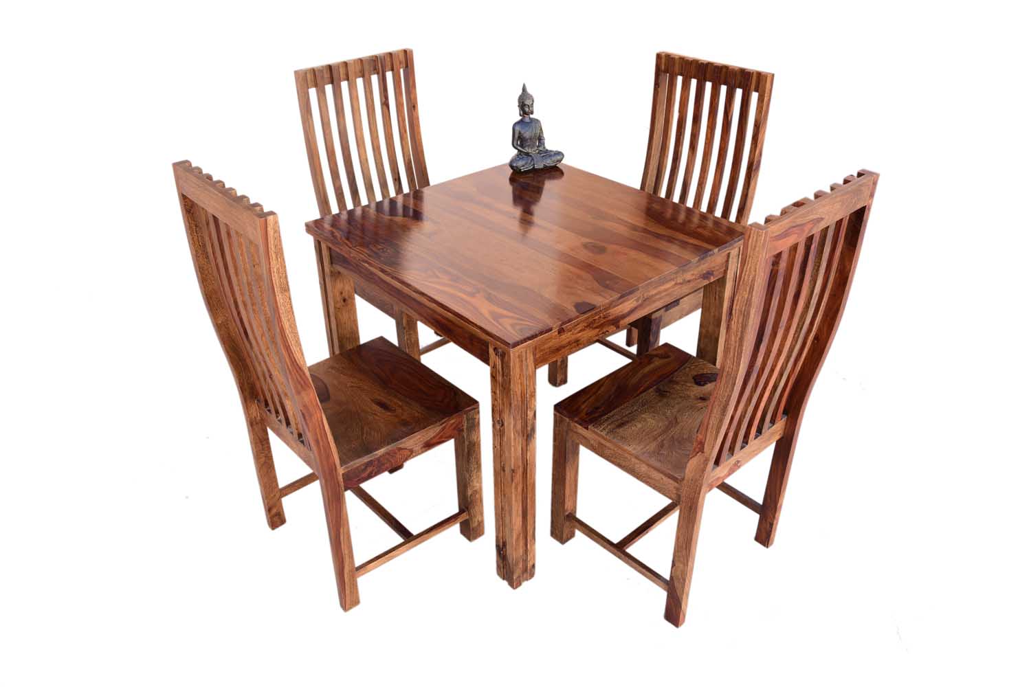 Buy 4 Seater Recto classic square dining table with zernal wooden chair