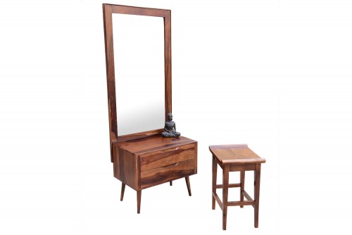 Salivro round leg dressing table with trevy stool