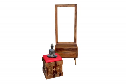 salivro round leg dressing table with Erangle Diamond stool 