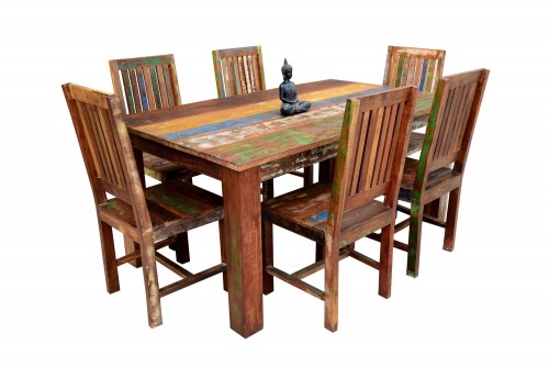 Nolan reclaimed 6 seater wooden dining table set