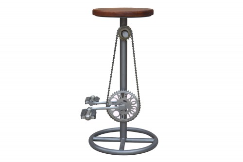 Cycle Style Iron Bar Stool With wooden top