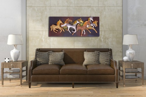 7 running horses frame wall décor with LED lights