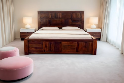 Siramika Solid sheesham wood King Size Bed