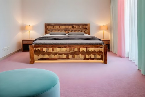 ERANGEL DIAMOND SHEESHAM PLAN BACK KING SIZE BED