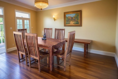  6-Seater pencil dining table with Zernal strip long back chair