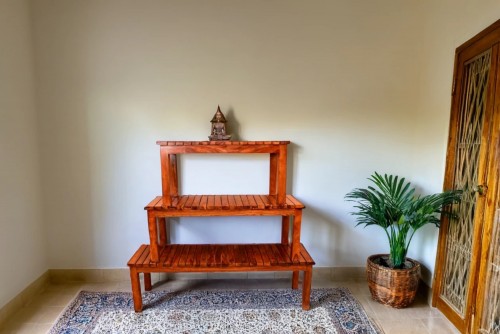 Spline strip teak finish Bench Set