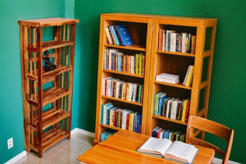 Strip folding natural finish book shelf