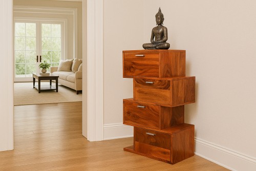 Comical teak finish chest of drawer 