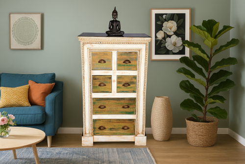 Hoary design rustic  finish long chest of drawer 