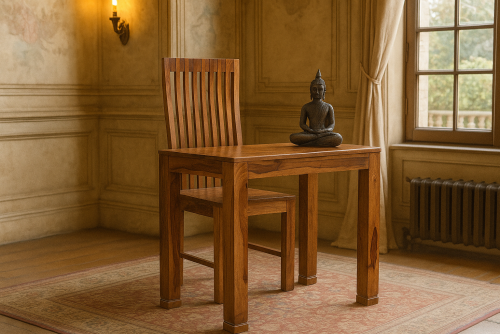 Classic bottom curved leg teak finish study table