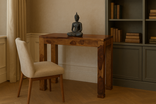 Classic bottom curved leg teak finish study table