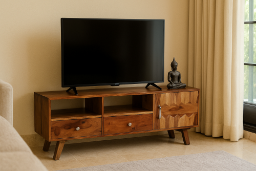 erangel diamond sheesham two drawer tv cabinet