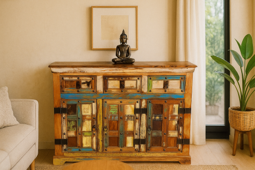 24 Carat Reclaimed Gold three drawer three door Side Board