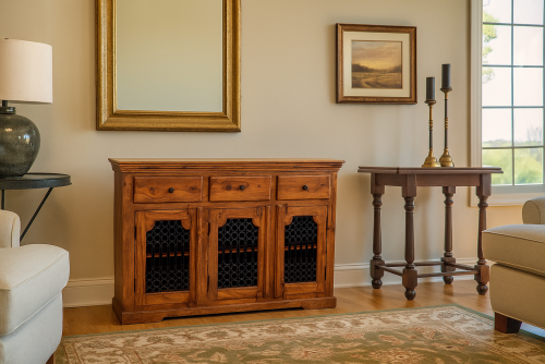 Ghoomer three drawer three door side board