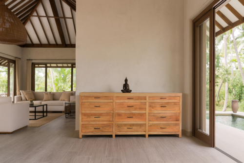 Hoary design rustic  finish chest of drawer 