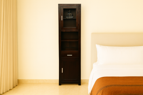 Accessible compact two door walnut finish almirah