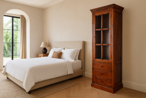 Reliable one door three drawer teak finish almirah