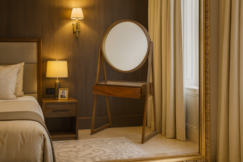 wooden free stand mirror