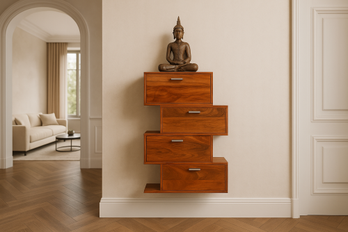 Comical teak finish chest of drawer 
