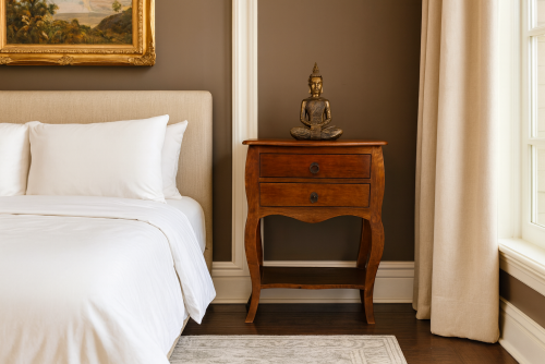 Jasmin two drawer bottom shelf Bedside