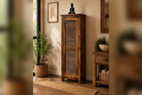 Shutter one Door Wardrobe with teak finish