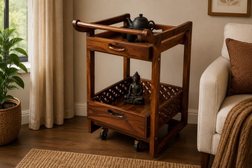 Solid wood bar Trolly