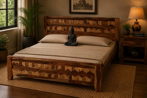 ERANGEL DIAMOND SHEESHAM PLAN BACK KING SIZE BED