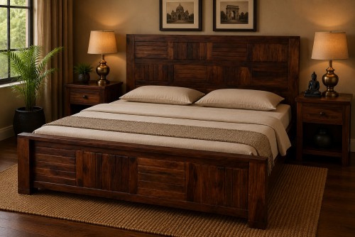 Siramika Solid sheesham wood King Size Bed