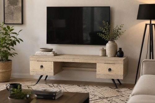 Notrin Mango 2 drawer aara natural finish TV Unit
