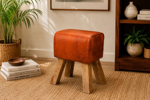 godfredo cotton orange upholstery stool