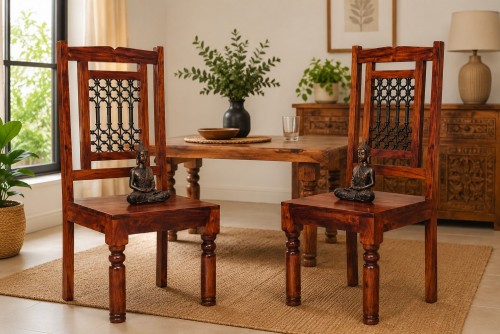 Pair of Aloof wood & metal mix chair