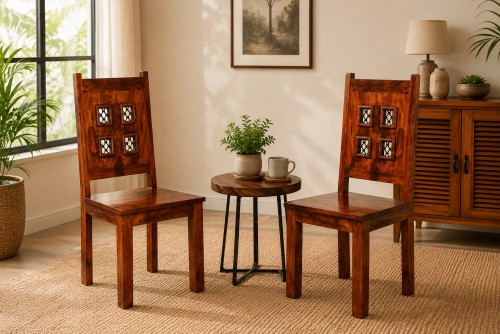 Pair of Aloof wood & metal mix chair