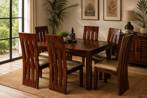 Oriel 6 seater sheesham wood dining table with Oriel sheesham wood dining Chair