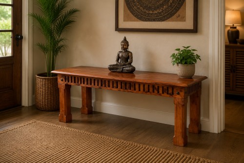 Mesh Teak finish large Bench