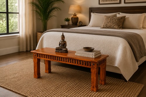 Mesh Teak finish small Bench