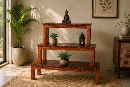 Spline strip teak finish Bench Set