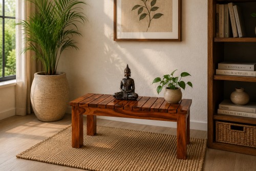 Spline strip teak finish small Bench