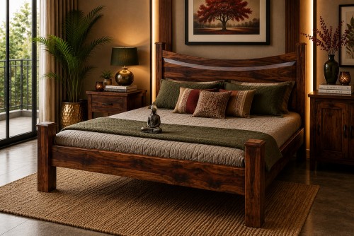 Palilngo teak finish bed