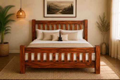 Streak Teak finish low height bed