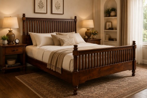 Vintage teak finish  bed