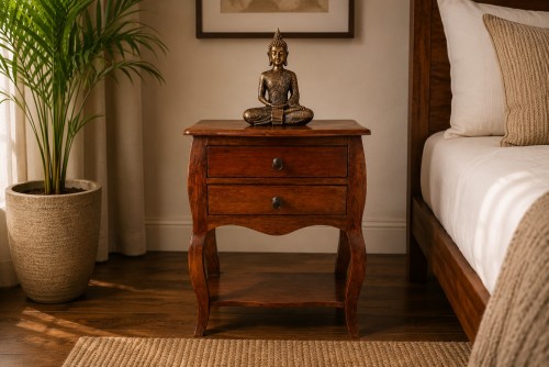 Jasmin two drawer bottom shelf Bedside