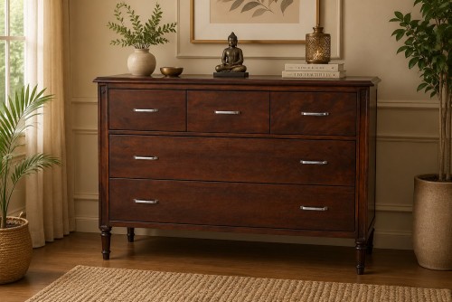 Visaya solid wood 5 drawer chest cabinet
