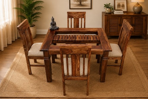 4- Seater swingo dining table with Elpho Brown upholstery chair