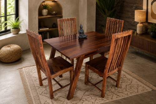 4-Seater jombri dining table with zernal wooden chair